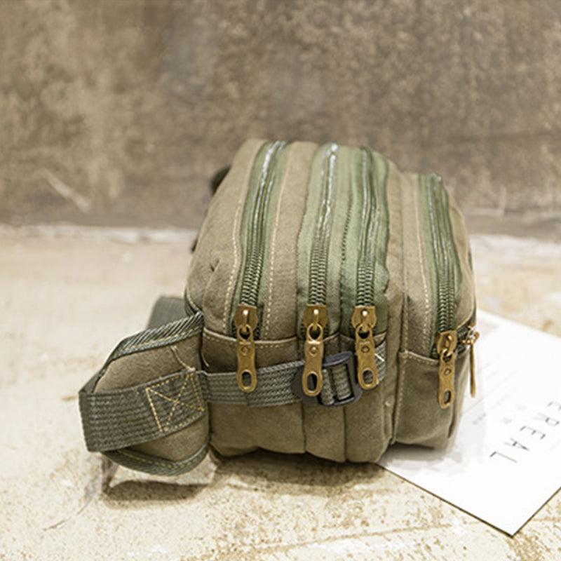5-Layers Men Canvas Waist Bag Travel Funny Pack Practical Purse Bag Fashion