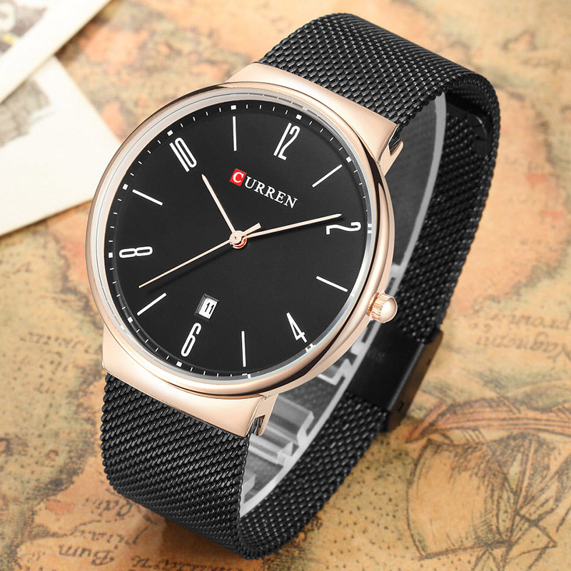 CURREN 8257 Ultra Thin Casual Design Quartz Watch Date Display Stainless Steel Men Watch