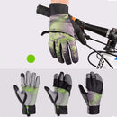 ROCKBROS Winter Waterproof Full Finger Touch Scree Cycling Gloves with Rain Cover Stripe Style