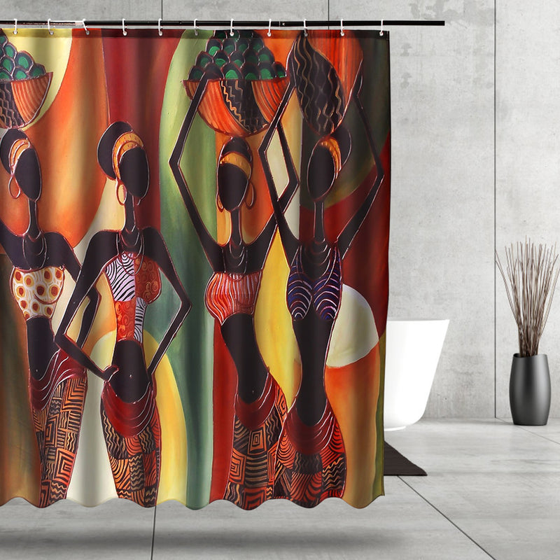 Waterproof Custom Distinctive Cartoon African Woman Bathroom Shower Curtains Home Decor 60''x72''