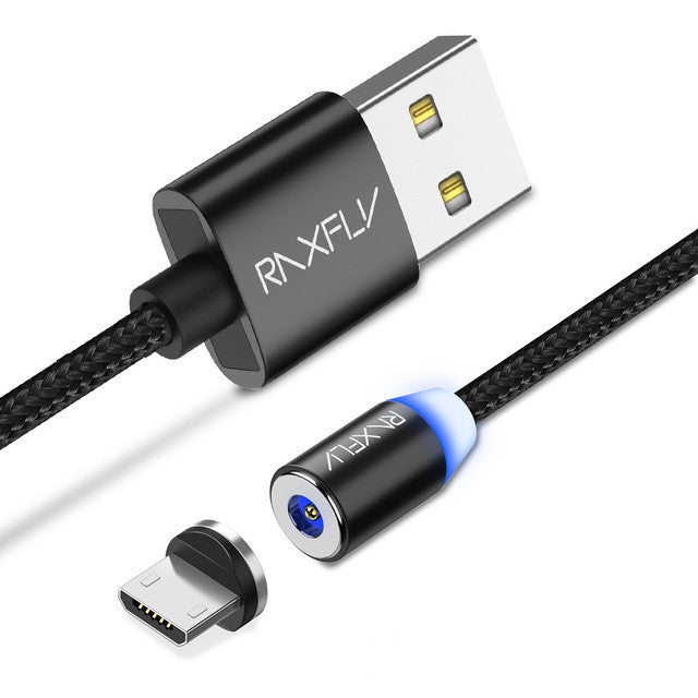 RAXFLY Braided 2A 1M 2M Magnetic Micro USB Fast Charging Data Cable for Samsung Xiaomi