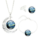 Ethnic Starry Necklace Bracelet Earrings Set Retro Women Jewelry Set
