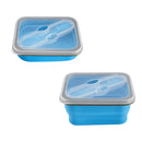 KCASA KC-FY02 Collapsible Silicone Lunch Box BPA Free Foldable Bento Food Container With Tableware