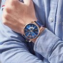 MINI FOCUS MF0132G Leather Strap Waterproof Military Men Watch Quartz Watch