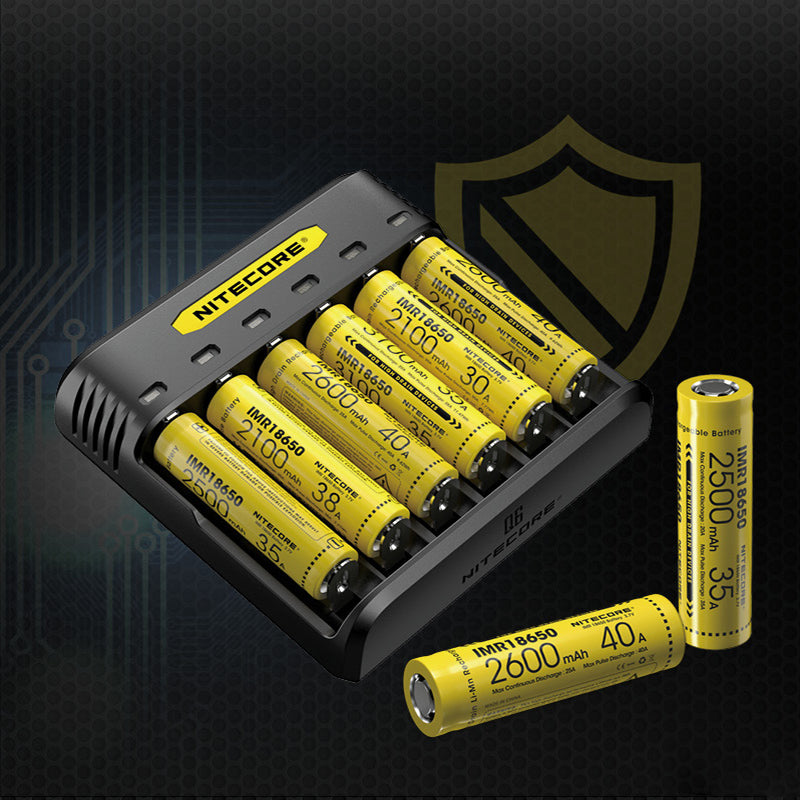 Nitecore Q6 SIX SLOT 2A Universal Li-ion/IMR Battery Charger For 18650 16340 RCR123A 14500 18350