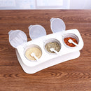 3 Grids Seasoning Bottle Box Condiment Kitchen Storage Container Herb Spice With Spoon