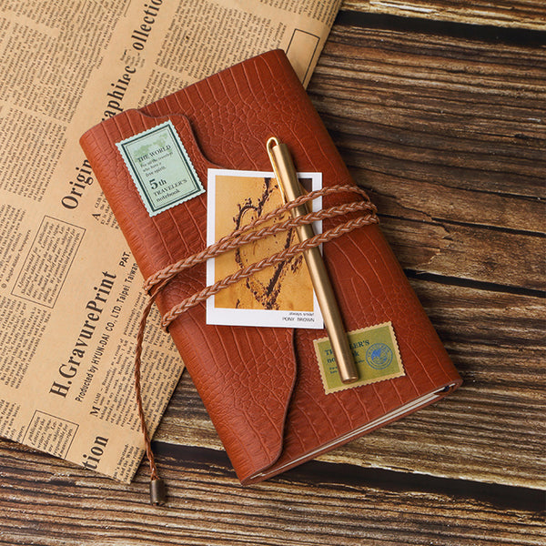 Sketchbook Stationery Agenda Vintage Diary A6 Notebook Writing Pockets Book Leaf Leather Cover Loose Blank Travel Journal Gift