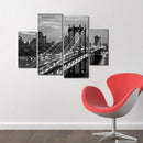 Miico Hand Painted Four Combination Decorative Paintings New York Bridge Wall Art For Home Decoration
