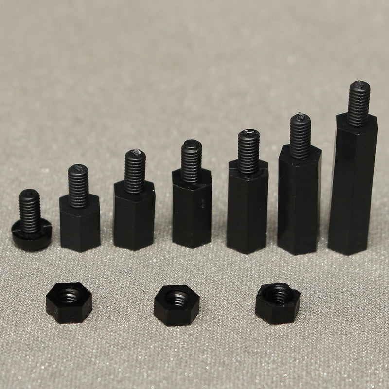 Suleve M3NH5 180Pcs M3 Nylon Screw Black Hex Screw Nut PCB Standoff Spacer Column Assortment Kit