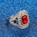 European And American Alloy Inlaid Satellite Stone White Diamond Silver Plated Ring