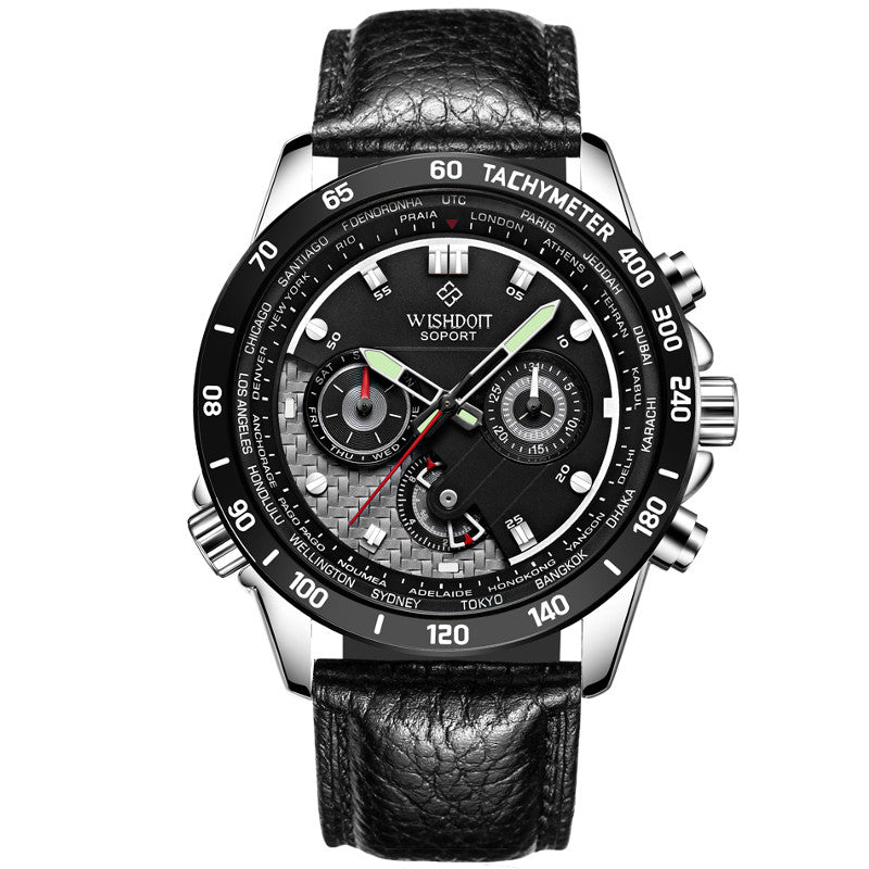 WISHDOIT WSD-012 Fashion Men Quartz Watch Casual Luminous Multifunction Wrist Watch