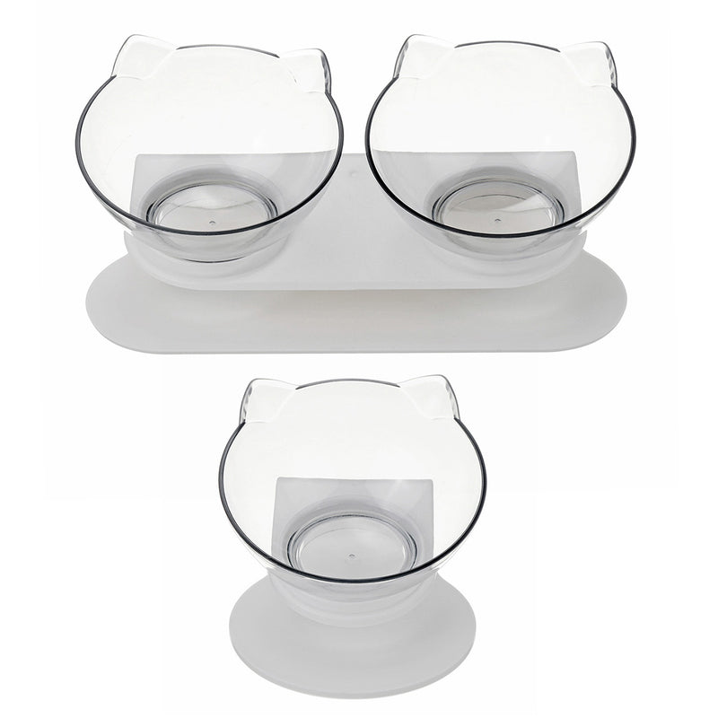 1/2 PCS Bowl Oblique Mouth Double Bowl Drinking Food Bowl Neck-protection Pet Bowl