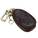 Car Remote Keychain Holder Case Bag Cowhide Leather Crocodile Claw Zipped Purse