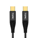 TOPK 60W PD USB C to Type C Quick Charging Data Cable For Xiaomi Mi9 HUAWEI MAte30 Pro 5G Pocophone MacBook