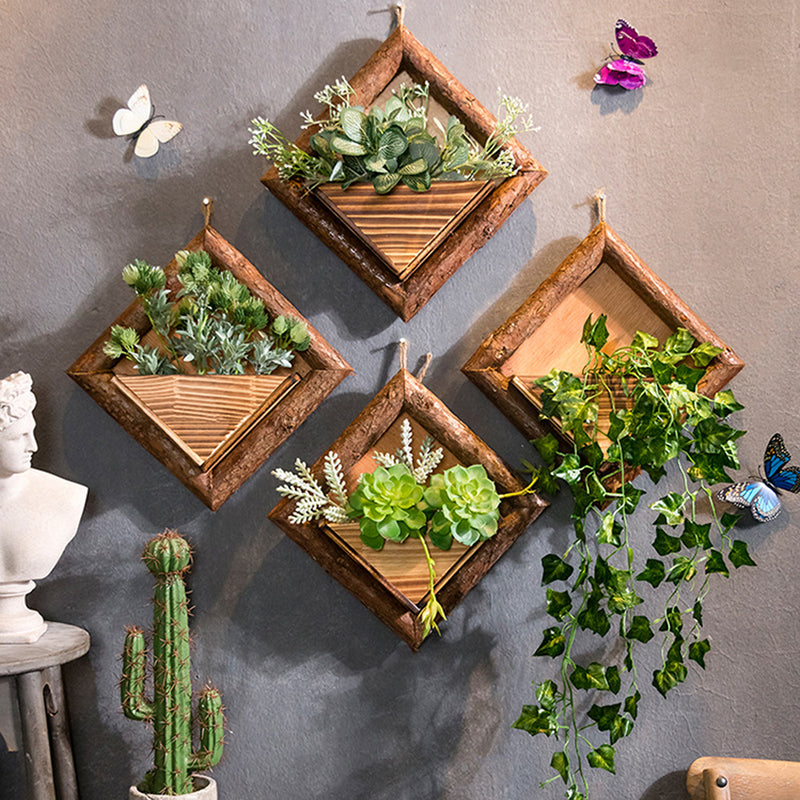 Wooden Wall Mounted Hanging Rack Storage Shelf DIY Plant Flower Decoration