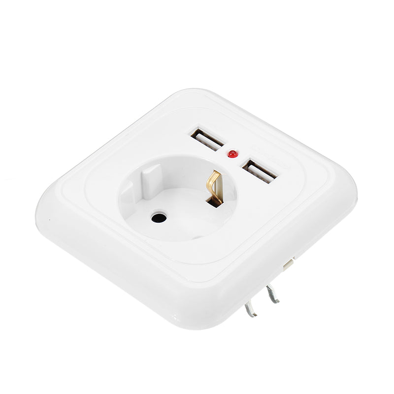 Excellway 250V 2.4A Dual USB Ports Wall Socket Switch Charger EU Plug Mount Power Adapter Outlet Panel