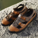 HEMU Men's Leather Sandals Non-Slip Quick Drying Waterproof Deodorant Fashion Sports Casual Sandals