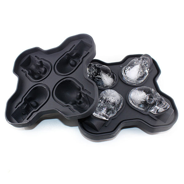 Honana 4 Grid Skull Silicone Ice Mold Trays For Jelly Candy Chocolate Mold 3D Skull Ice Mold
