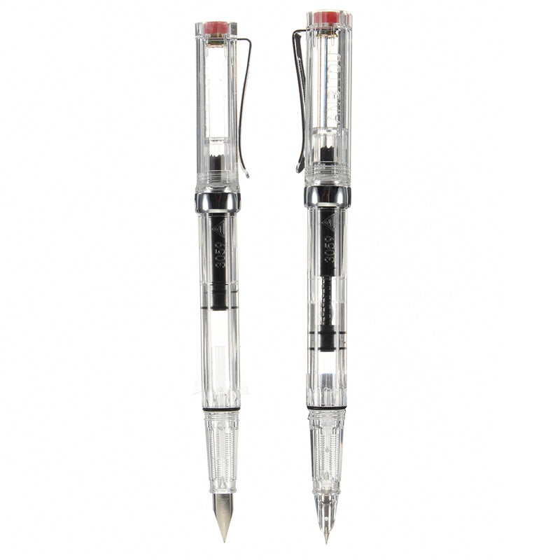 LANBITOU 3059 Piston Transparent Fountain Pen 0.38mm/0.5mm Fine Nib Smooth Writing Pen