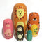 5Pcs/Set Russian Nesting Dolls Wooden Handmade Painting Animals Matryoshka Dolls Decorations