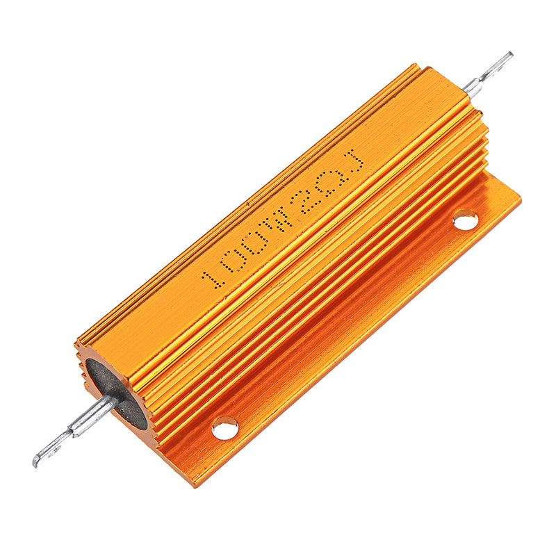 20pcs RX24 100W 2R 2RJ Metal Aluminum Case High Power Resistor Golden Metal Shell Case Heatsink Resistance Resistor