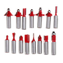 Drillpro 15pcs 1/2 Inch Shank Tungsten Carbide Router Bit Set With Wooden Case Woodworking Cutter