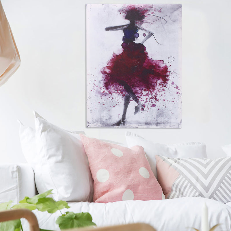 Fashion Red Girl Minimalist Abstract Art Canvas Oil Print Paintings Framed/Unframed