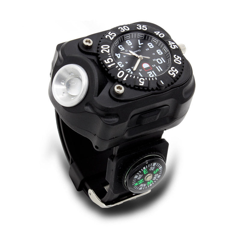 XPE Q5 LED IPX6 Waterproof Multifunction Wrist Watch Flashlight Bicycle Torch Light USB Charging