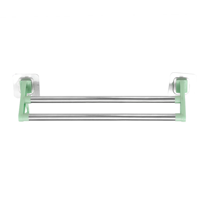 Suction Cup Bathroom Kitchen Double Towel Holder Rack Rail Shelf Rack Hanger Bar