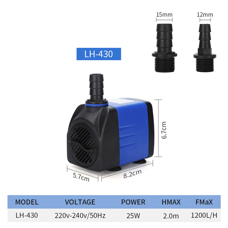3.5W-25W Submersible Water Pump Ultra Quiet Mini Small Fountain Pump for Fish Tank Pond