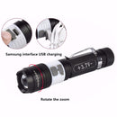 Elfeland  T6 3Modes 2000LM USB Rechargeable Zoomable LED Flashlight+18650