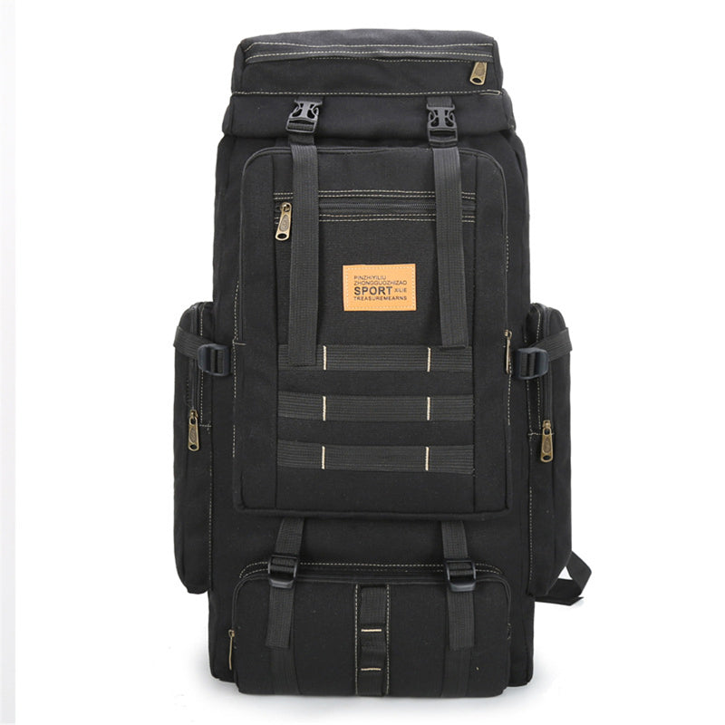 80L Large Capacity Outdoor Military Hiking Canvas Backpack Rucksack Travel Bags
