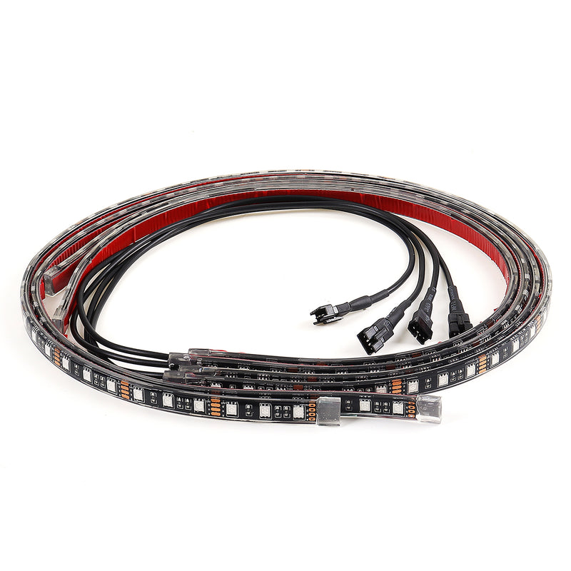 4Pcs RGB LED Strip Light Kit Under Car Tube Underglow Atmosphere APP Remote 12V IP65
