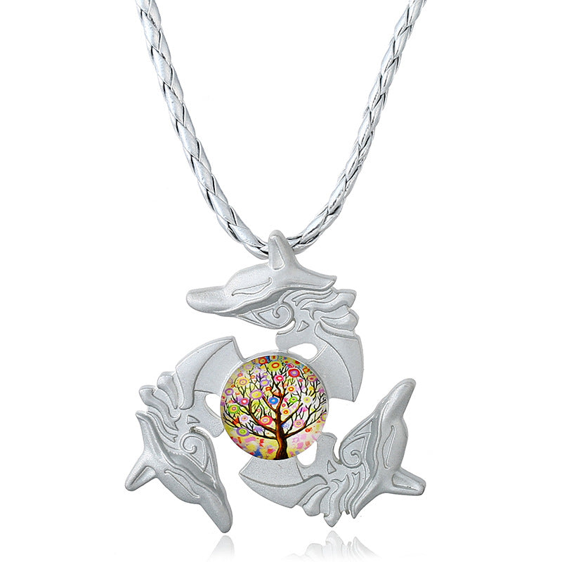 Unisex Fidget Spinner Dragon Necklace Pendant Necklace for Men Women