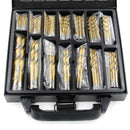 Drillpro 99Pcs Titanium Coated Twist Drill Bit Set 1.5mm-10mm High Speed Steel Drill Bit with Box for Wood Metal