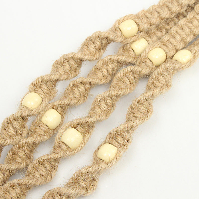 85cm Hemp Jute Rope Plant Hanger Flower Pot Holder Macrame Hanging Basket With Bead