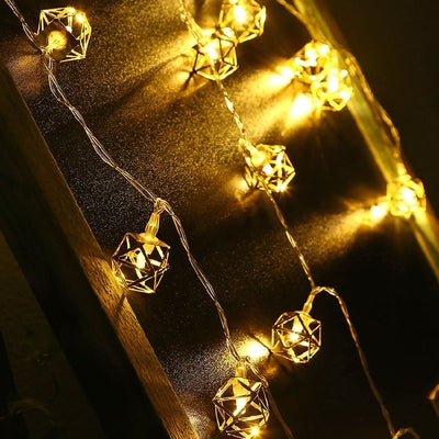 KCASA 10 LED Metal Polygon String Lights LED Fairy Lights for Festival Christmas Decoration