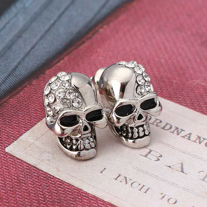 Punk Skull Head Ear Stud Rhinestone Earrings Wholesale for Men Women