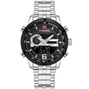 NAVIFORCE NF9119 Men Watch Luxury Dual Display Stainless Steel Strap Business Quartz Watch