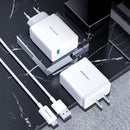 ROCK 18W QC3.0 Fast Charging USB Charger Adapter For iPhone XS 11 Pro Huawei P30 Pro Mate 30 Xiaomi Mi9 9Pro With Type C Data Cable