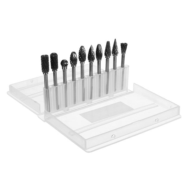 10pcs 3mm Shank Double Lines Tungsten Steel Carbide Burr Set 6mm Head Rotary Drill Bit