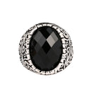 Retro Classic Black Gem Jewelry Exquisite Carved Totem Geometry Men Ring