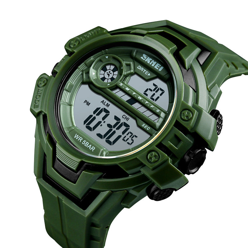 SKMEI 1383 Fashion Calendar Stopwatch Luminous Display Digital Watch 50M Waterproof Sport Watch