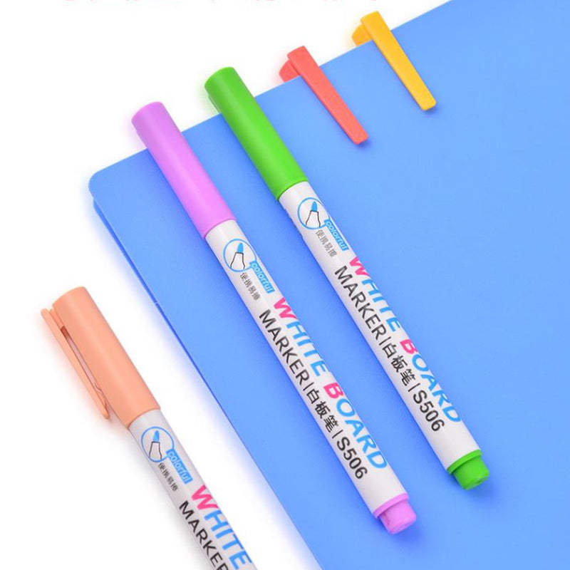 8pcs Mixed Colour White Board Bright Marker Fine Pen bullet Tip Pens Easy Dry Wipe