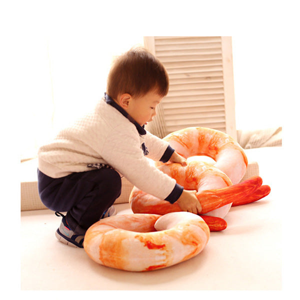 Creative 3D Squishy Shrimp Throw Pillow Plush U Shape Sofa Car Office Neck Cushion Home Decor