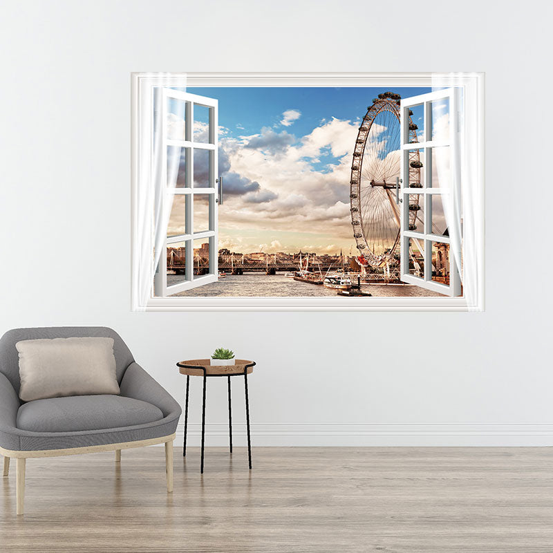 Miico FX82014 Ferris Wheel Landscape Wall Sticker Removable Sticker Window Printing Home Decoration Wall Sticker