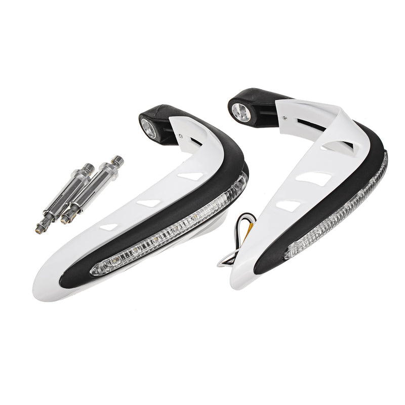 Handlebar Guard With White DRL LED Light Dirt Bike ATV Motocross Motorcycle Handguard Protector