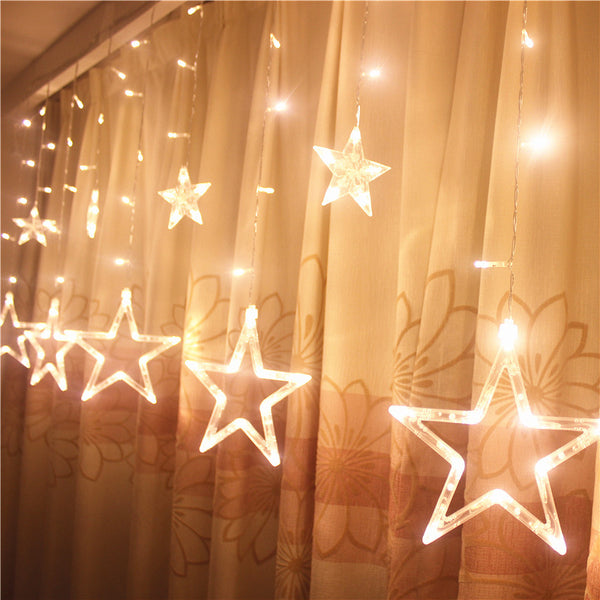 Honana HT-336 220V LED Light String Star Shape Curtain Light Home Decor Celebration Festival Wedding