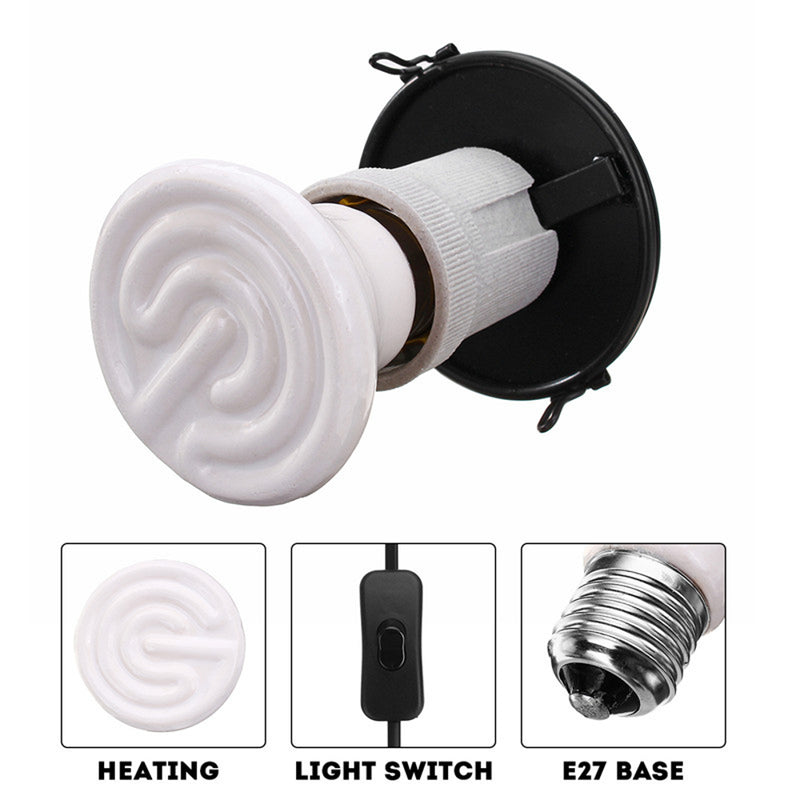 E27 60W Infrared Ceramic Emitter Heat Light Reptile Pet Brooder Bulb US EU AU Plug AC110V AC220V