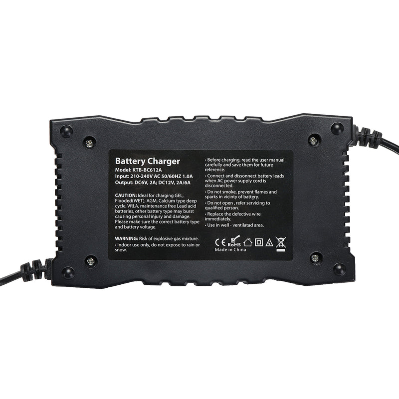 6/12V 2/6A Automatic Smart Lead Acid Battery Charger For Car Motorcycle US/EU Plug